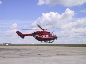 Helicopter in flight