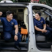 Male and female EMS personnel