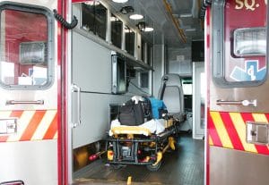 Inside an ambulance