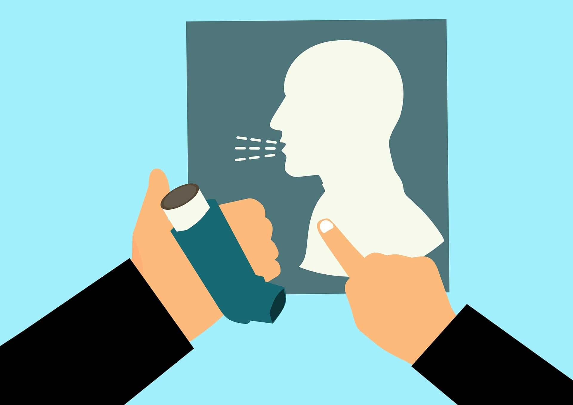 Inhaler and silhouette of a patient