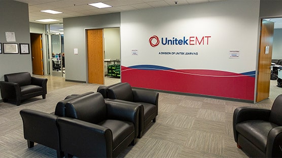 Unitek EMT lobby with black sitting chairs