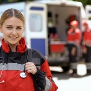 Smiling female paramedic