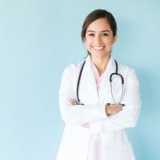 Young female doctor in a lab coat