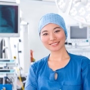 Female professional with medical equipment