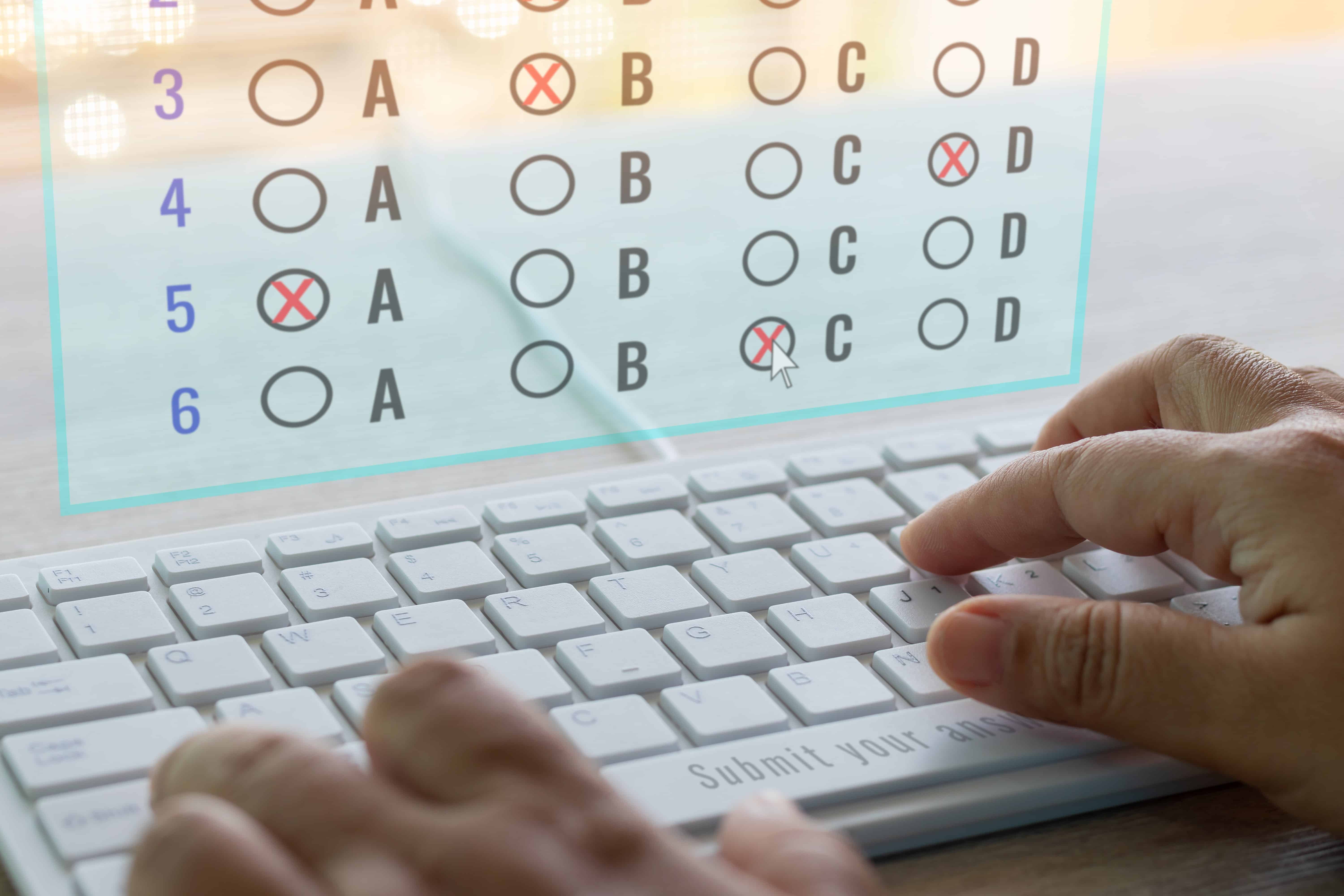 Close up of a multiple-choice exam