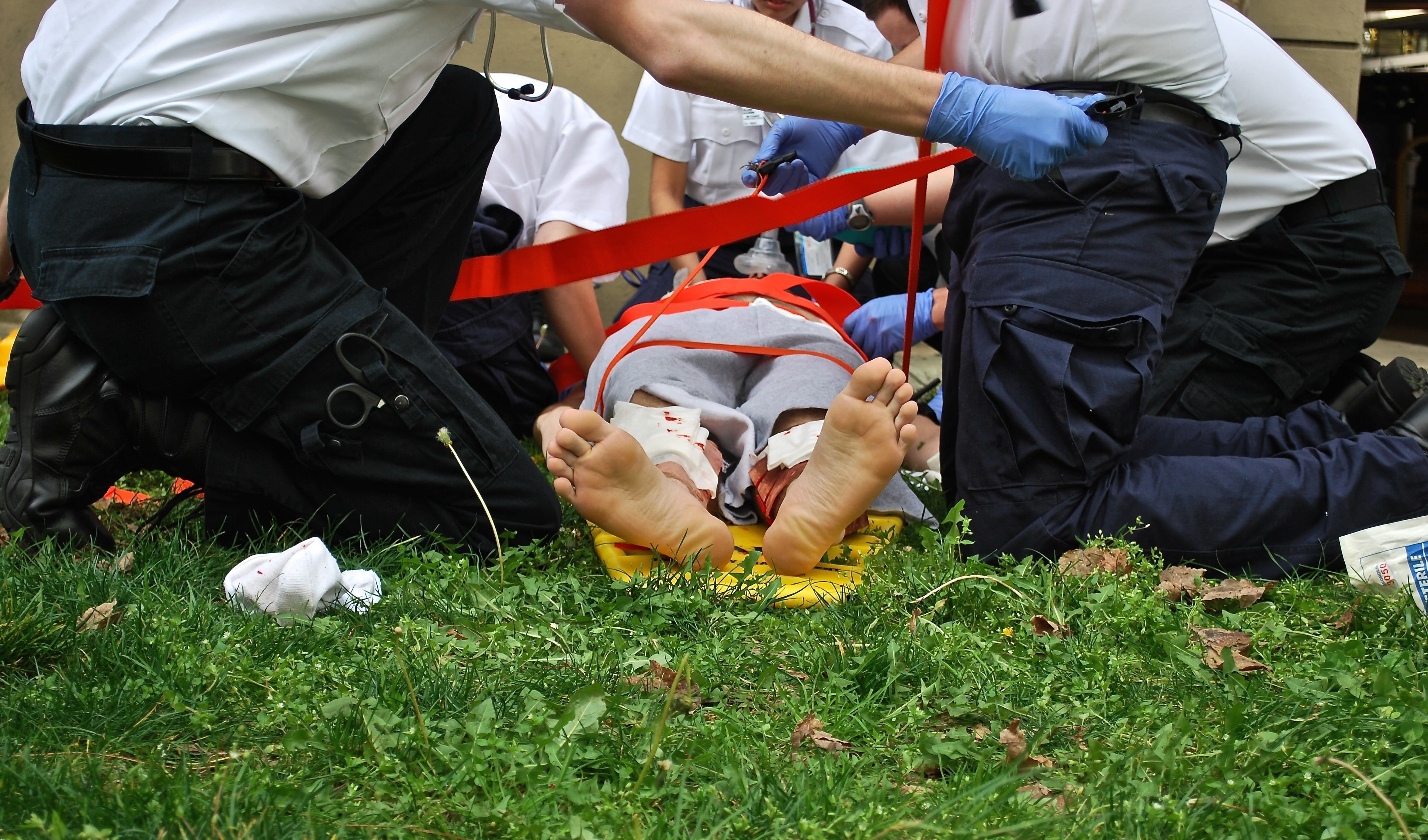 EMS students doing an exercise