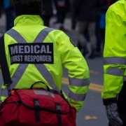 Close up of medical first responders