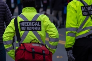 Close up of medical first responders