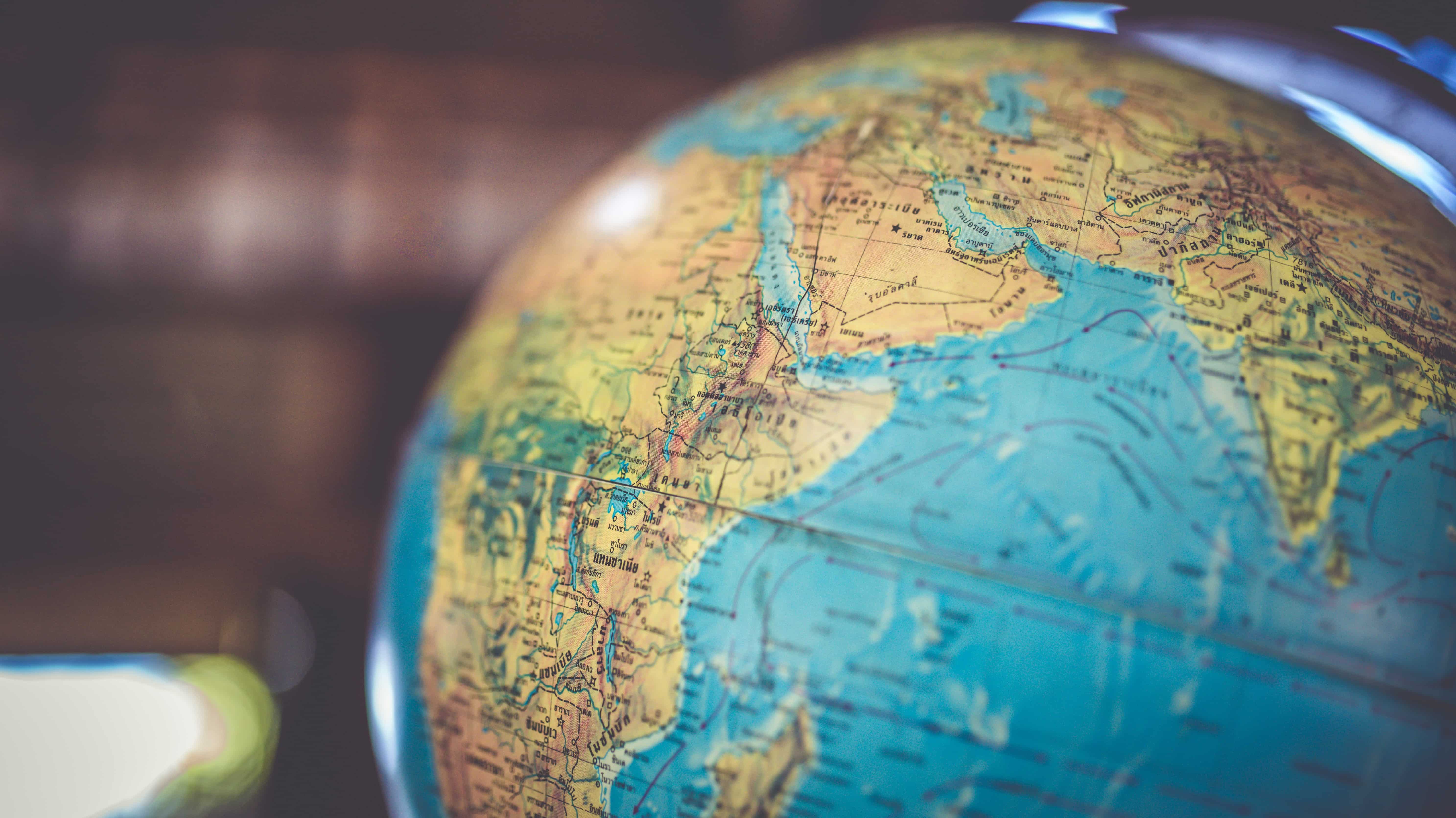 Close up of a blurred globe